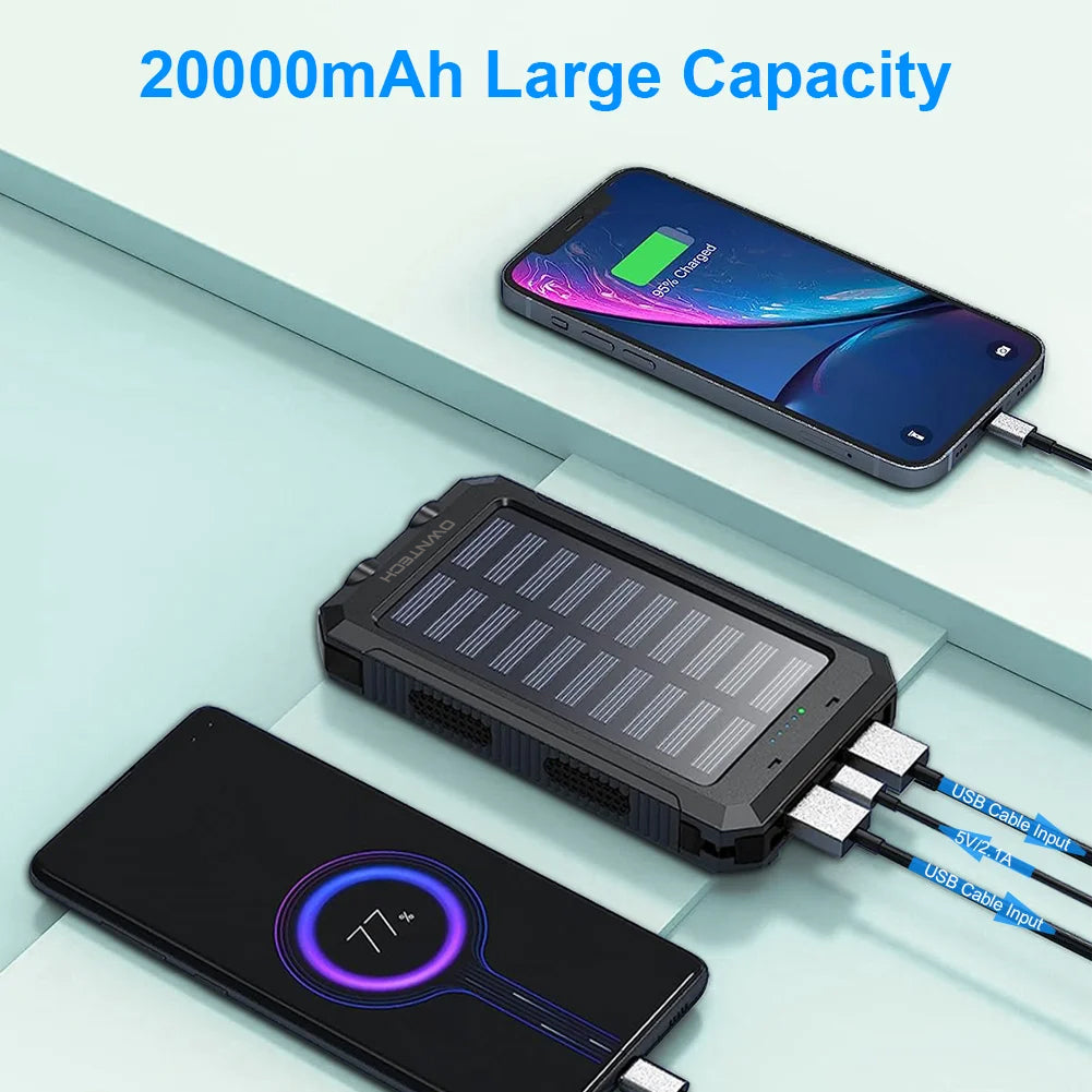 Portable Solar Power Bank, 20000mAh, for Phones & Android