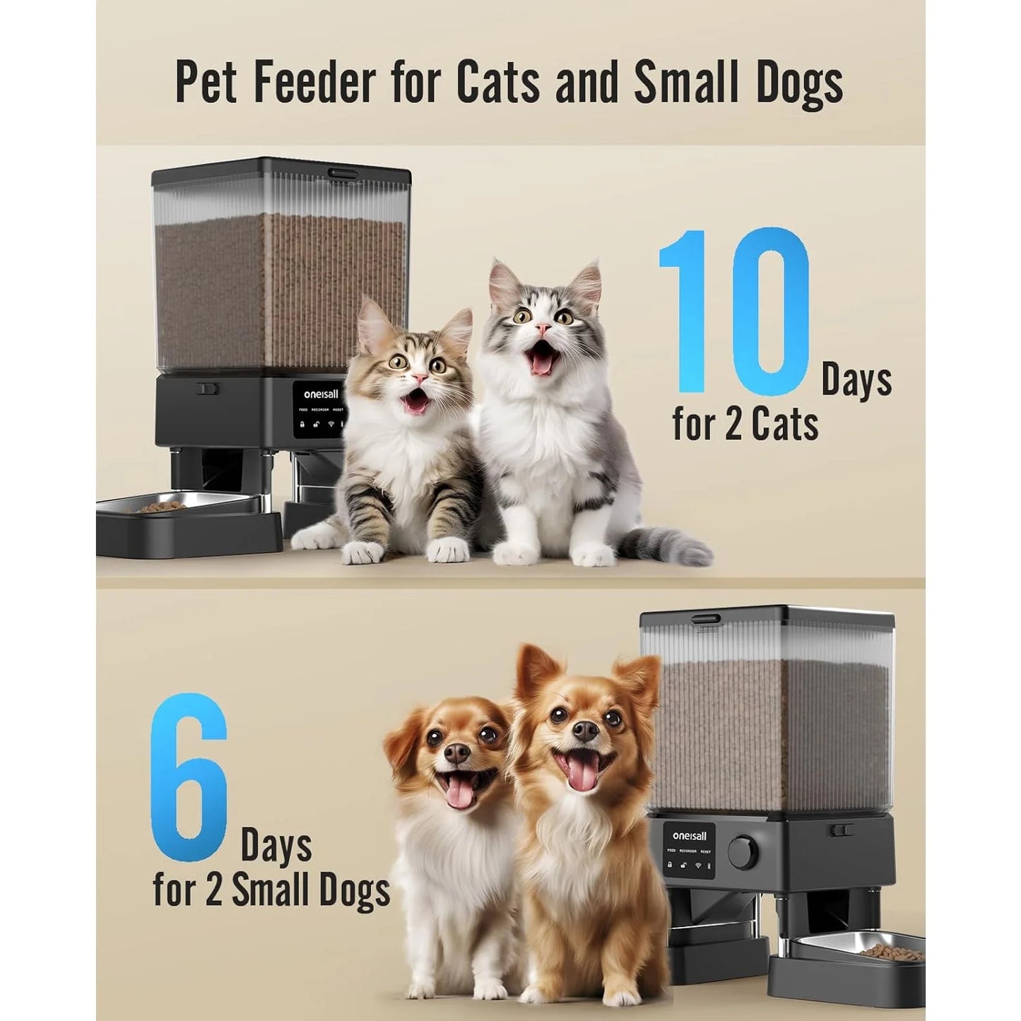 5L WiFi Automatic Pet Feeder with Dual Bowls (Black)