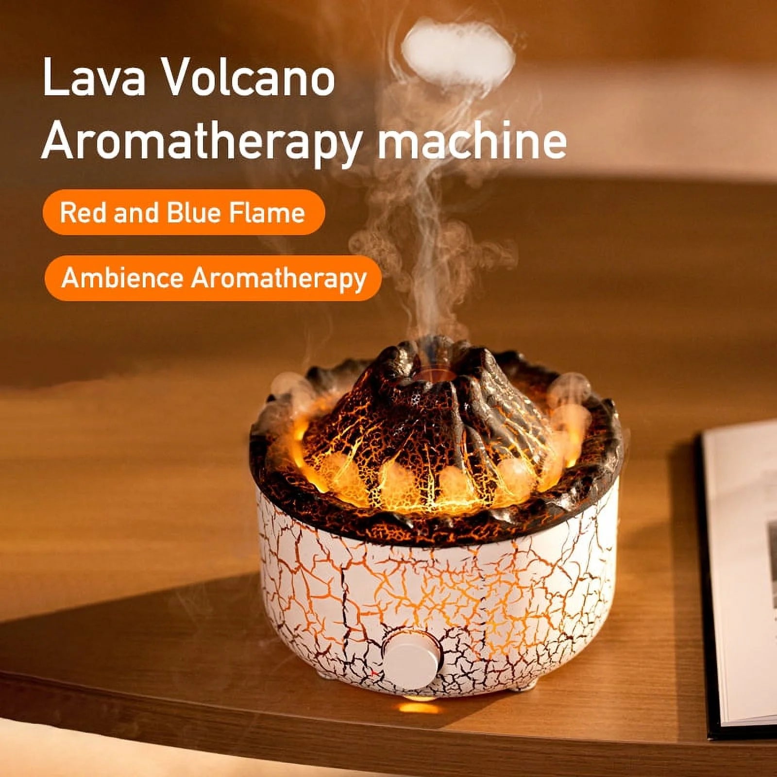 Flame Diffuser Humidifier with 3D Flame & Volcano Effect