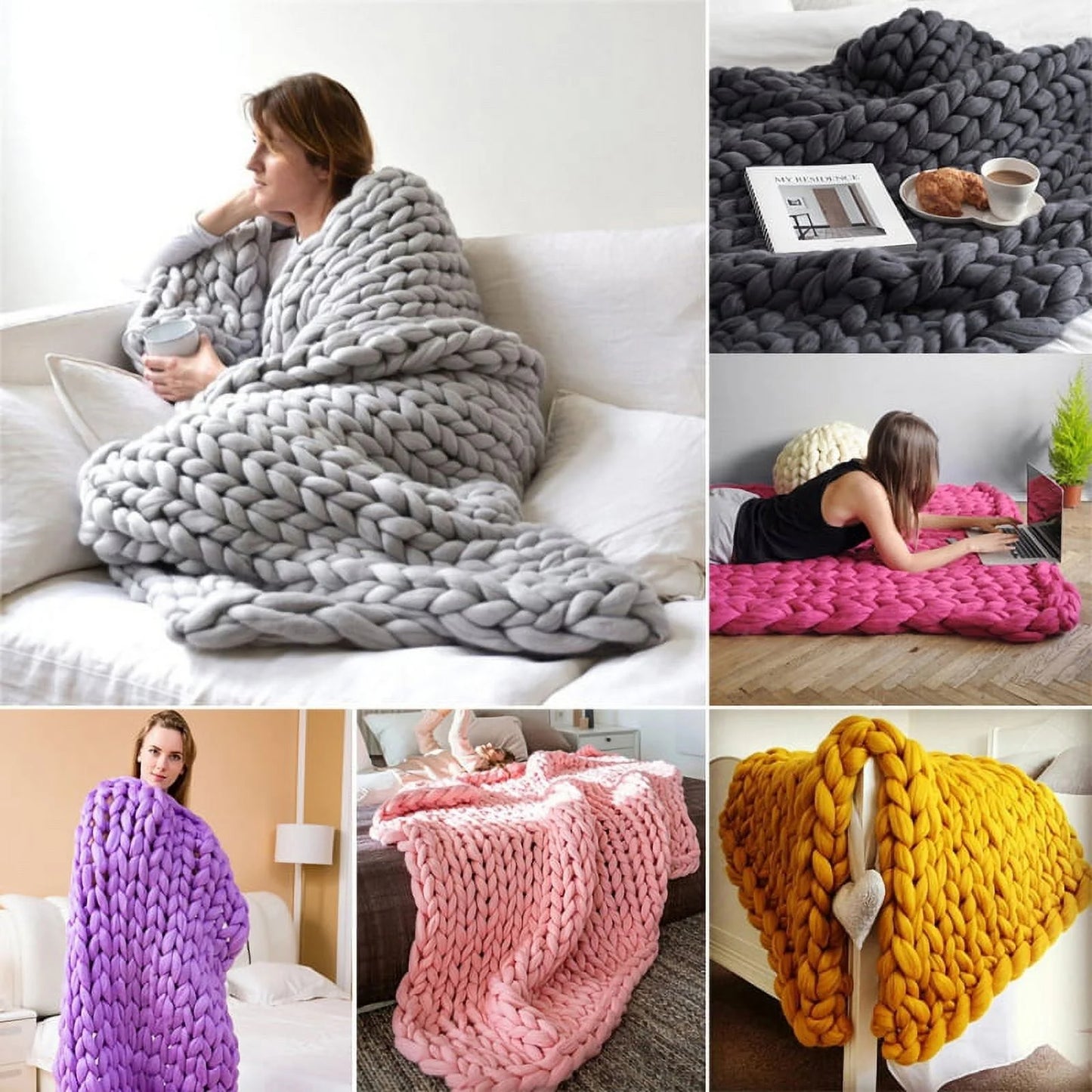 Cozy Chunky Knit Blanket Throw (39x47")