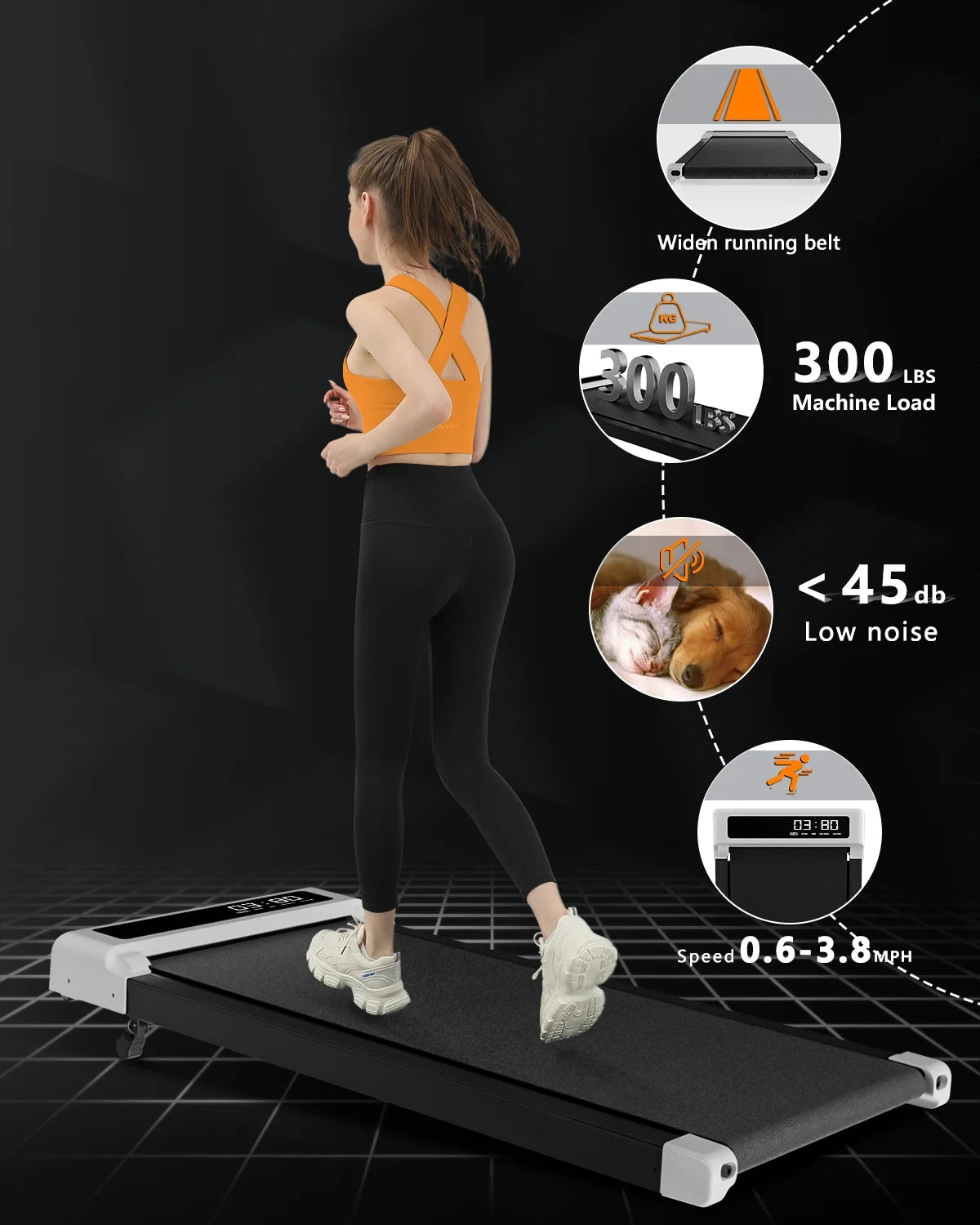 Incline Walking Pad Treadmill - 2-in-1 Walking/Jogging