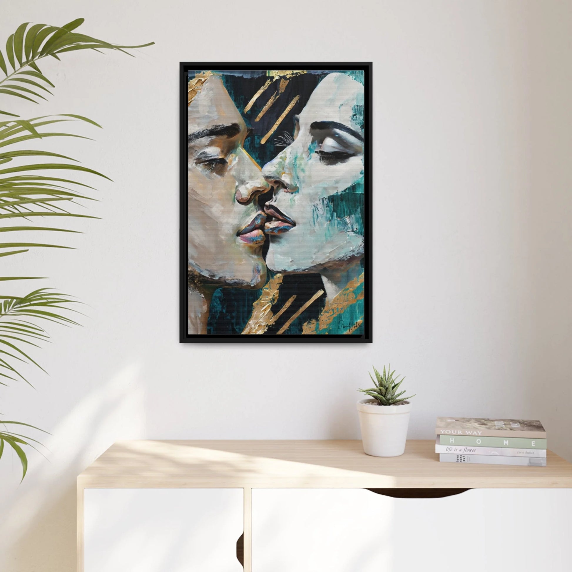 CLOSED EYES and KISSED Canvas Wall Art - by Queennoble