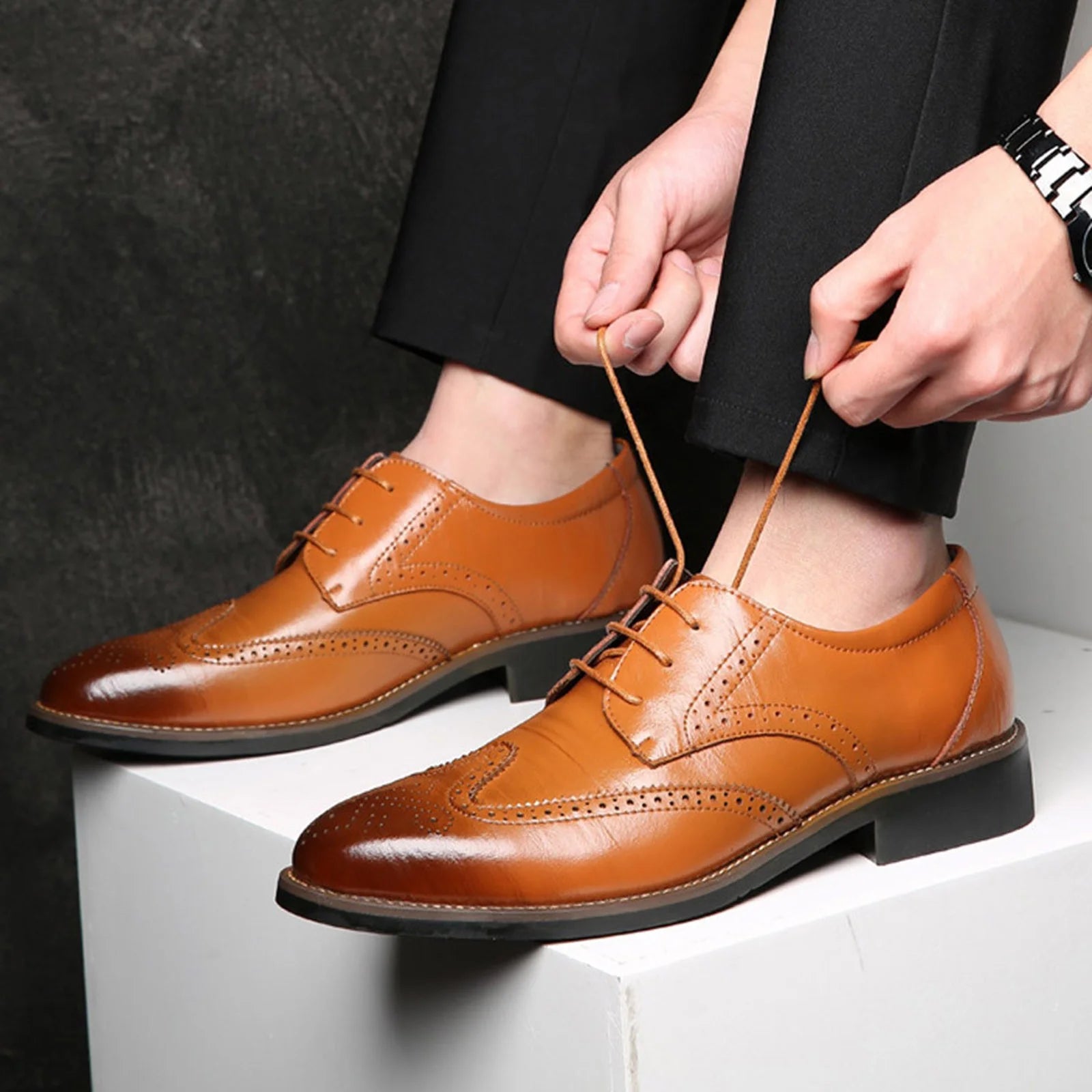 Men's Pointed Toe Leather Dress Shoes