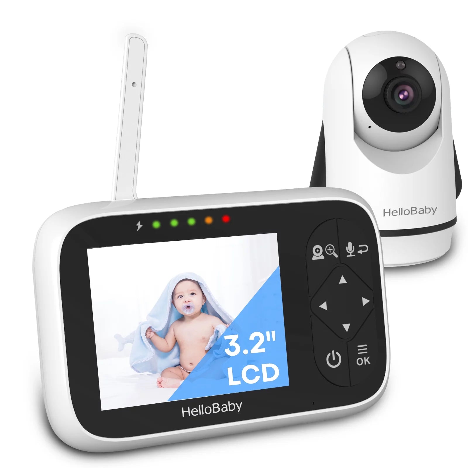 3.2" Baby Monitor with Camera, Pan/Tilt/Zoom & Night Vision