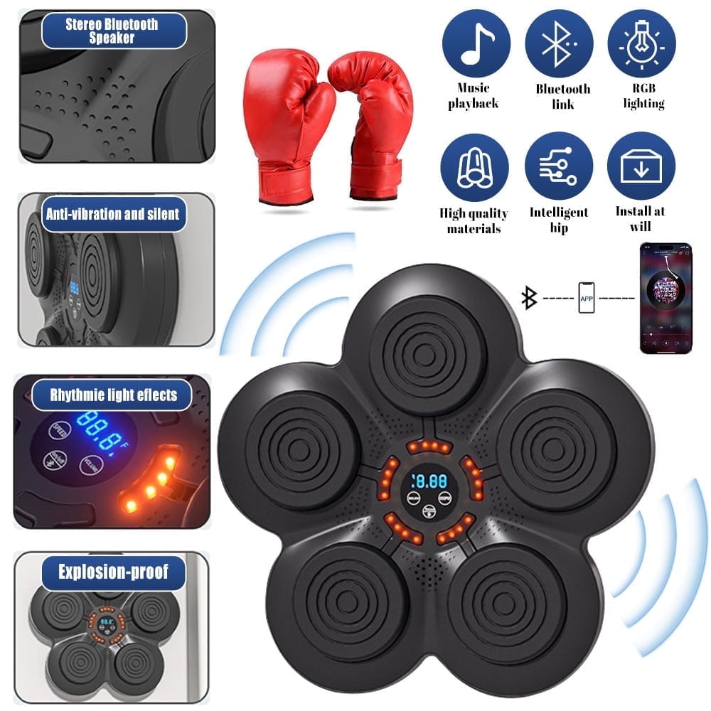 Music Boxing Machine Wall Mounted Smart Bluetooth Music Boxing Trainer, Black