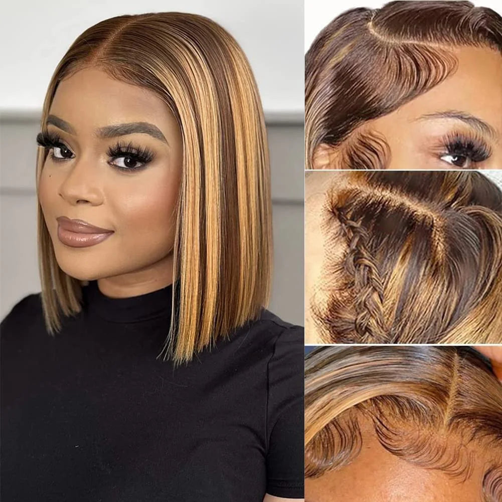 Ombre Highlight 13x4 Lace Front Bob Wig (10")