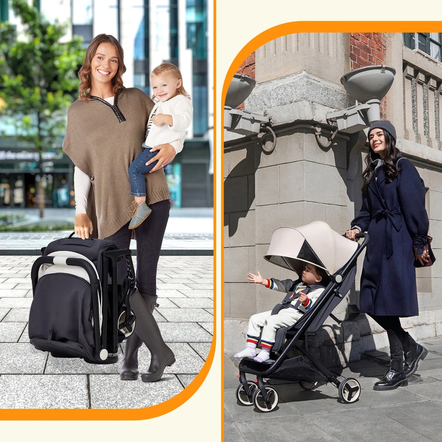 Lightweight Travel Stroller, One-Hand Fold, Reclining Seat